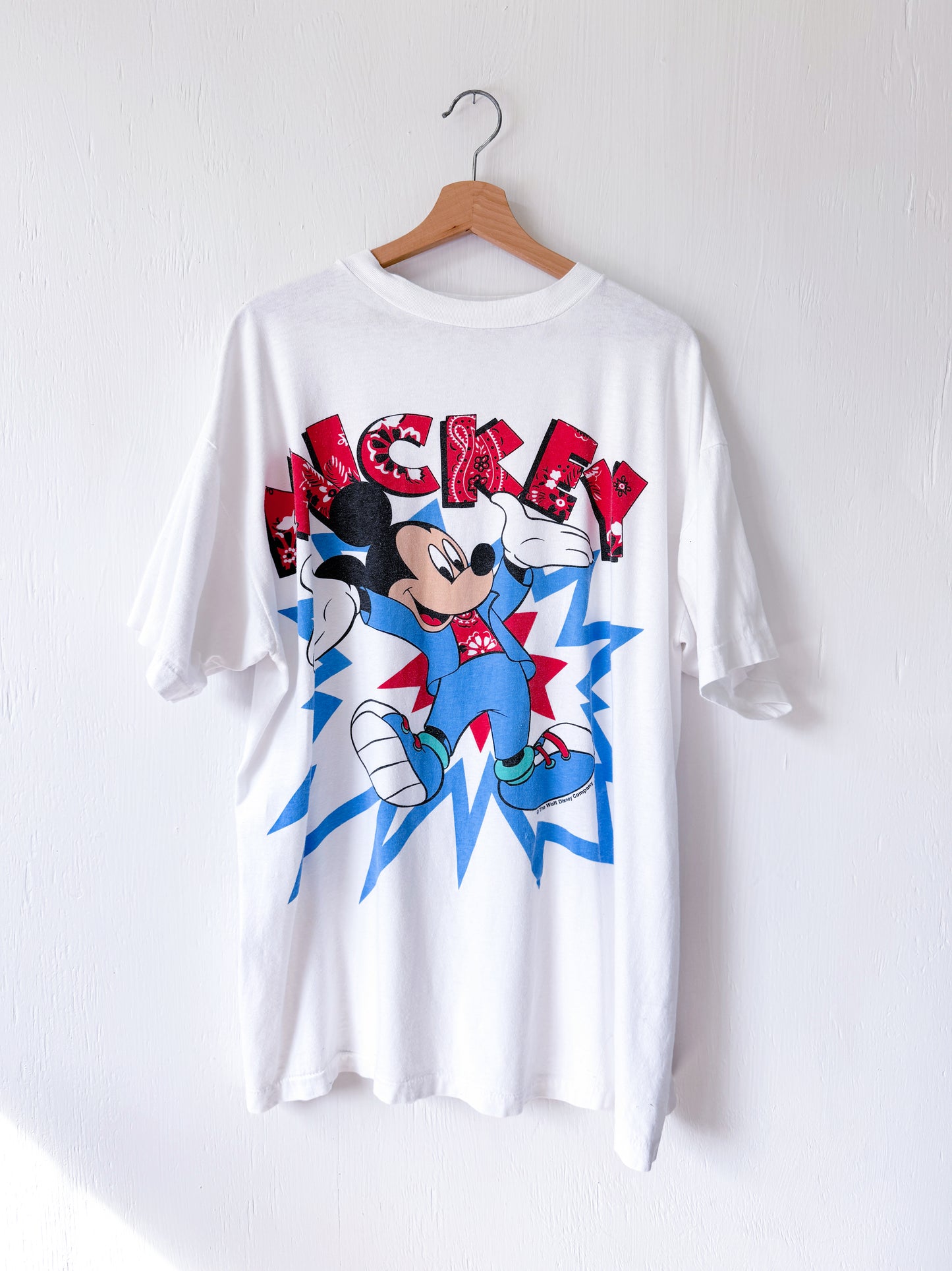 VINTAGE 90’s Bandana Motif Single Stitch Mickey Tee - 2X