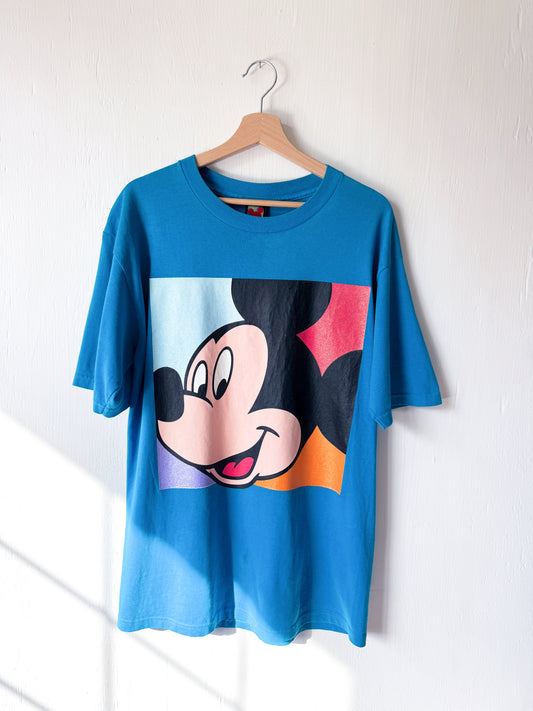 VINTAGE 90’s Big Face Sparkly Mickey Tee - L