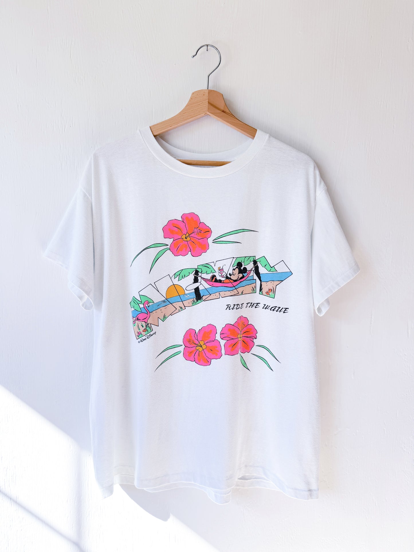VINTAGE 80’s Ride The Wave Mickey Tee - L