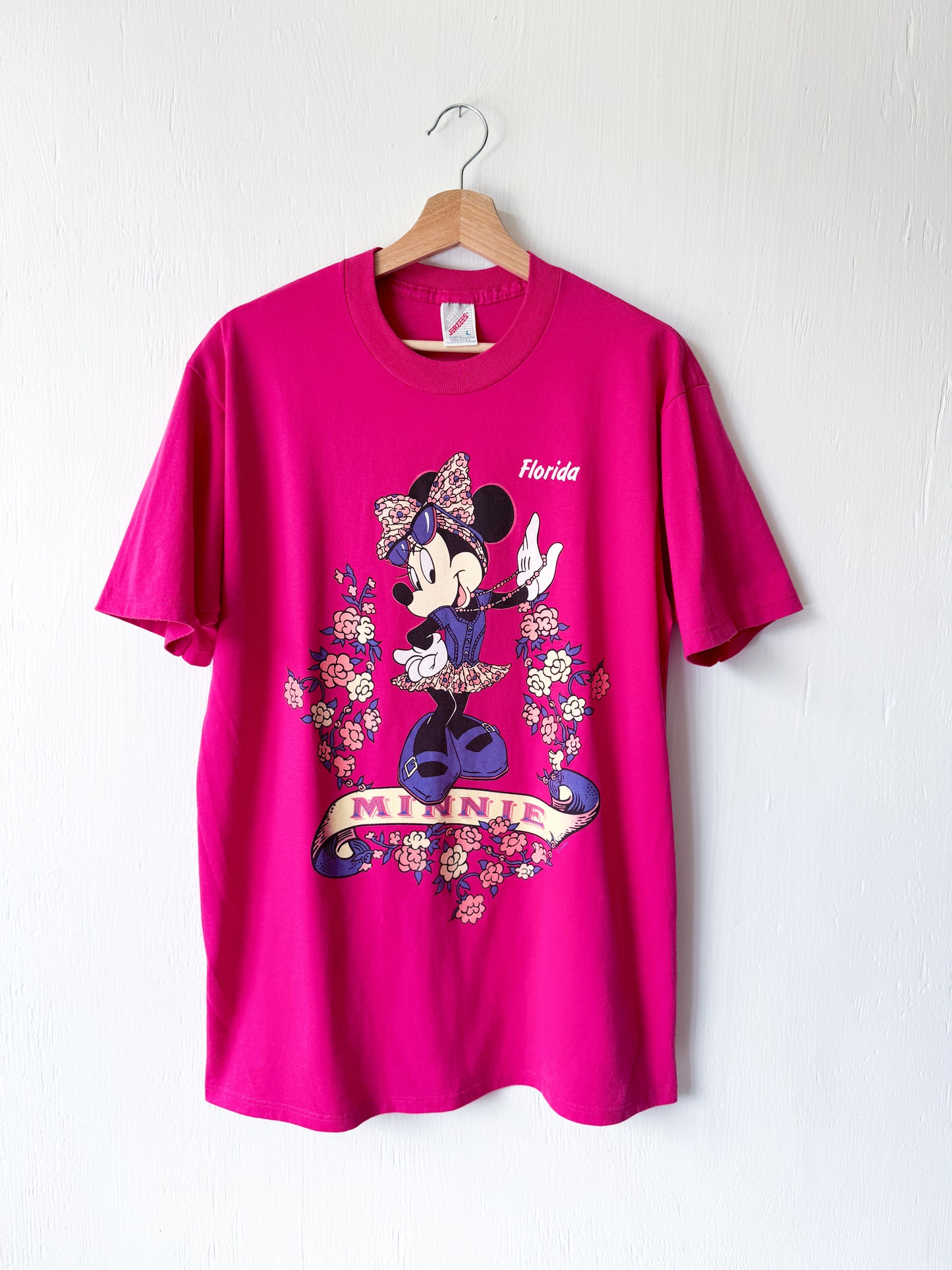 VINTAGE 90’s Minnie Floral Sparkle Tee - L