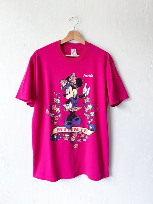 VINTAGE 90’s Minnie Floral Sparkle Tee - L
