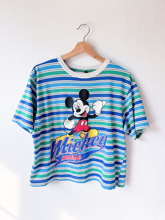 Mickey Striped Boxy Tee - L