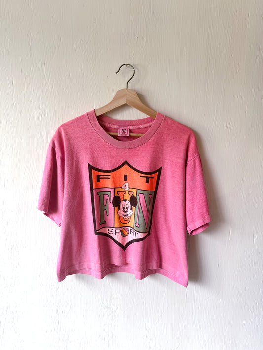 VINTAGE 80's Pink Mickey Sport Tee - OSFM