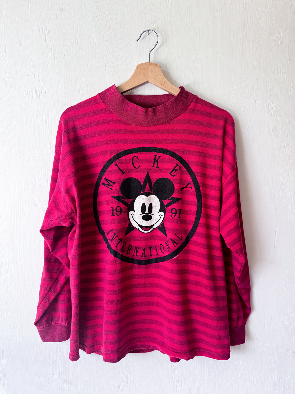 VINTAGE 1991 Striped Mock Neck Tee - L