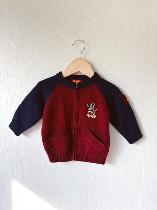 VINTAGE Mickey Zip Up Sweater - 6/9M