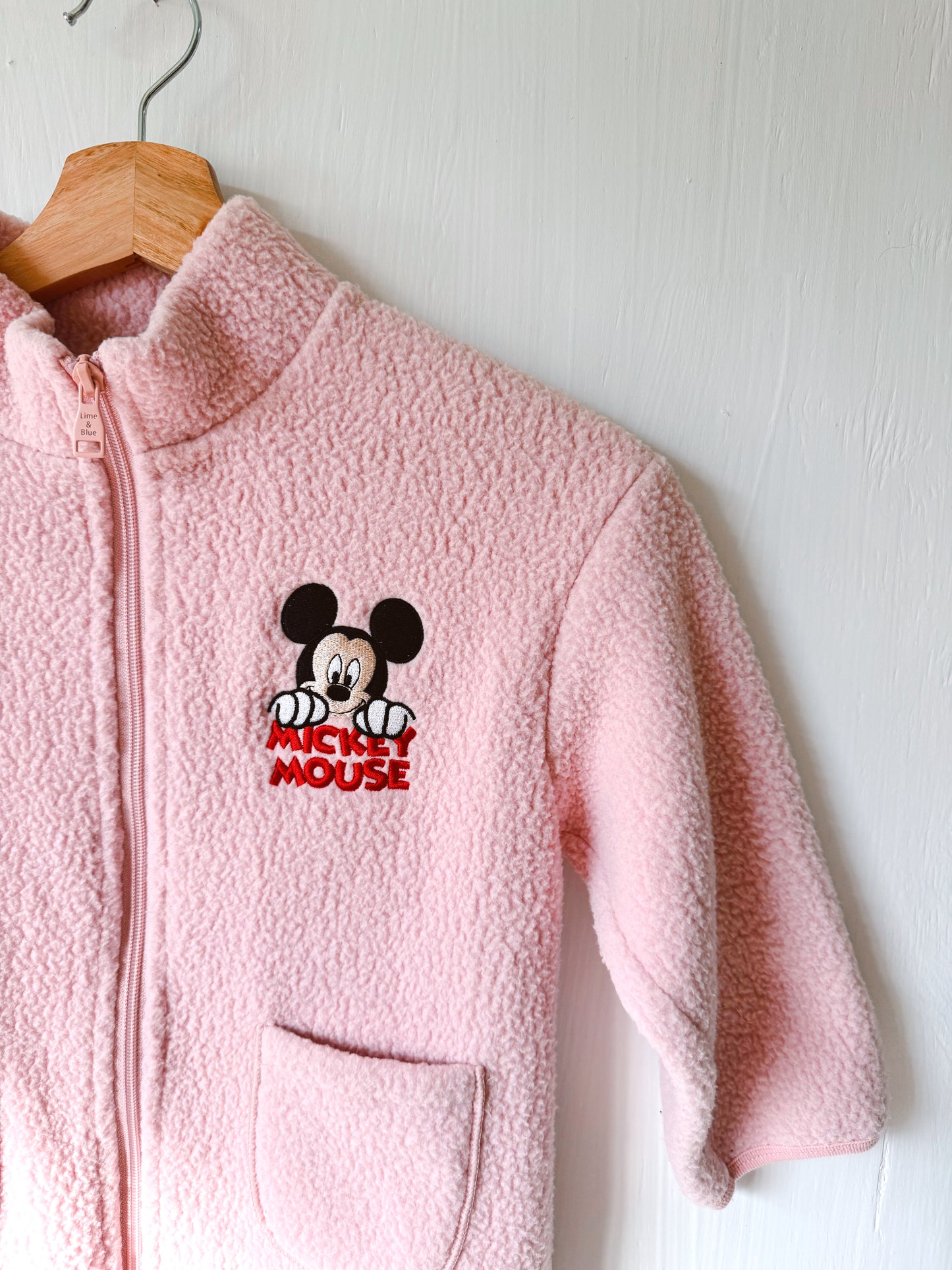 Pink Mickey Embroidered Fleece - 5/6