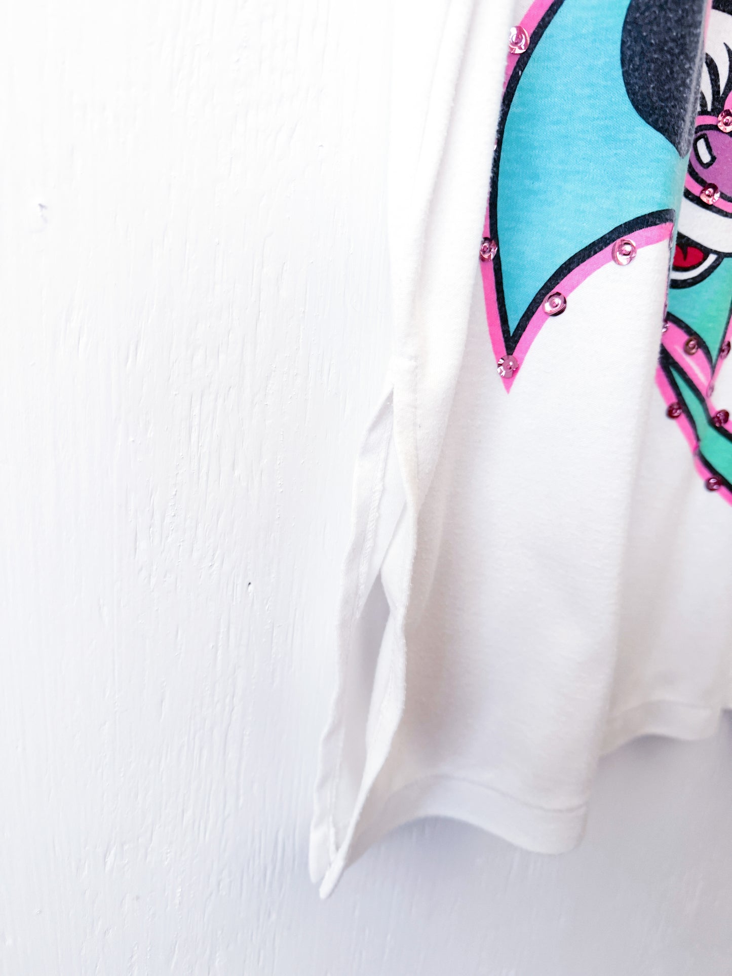 VINTAGE 80’s Mickey + Minnie Bedazzled Palms Tee - L/XL