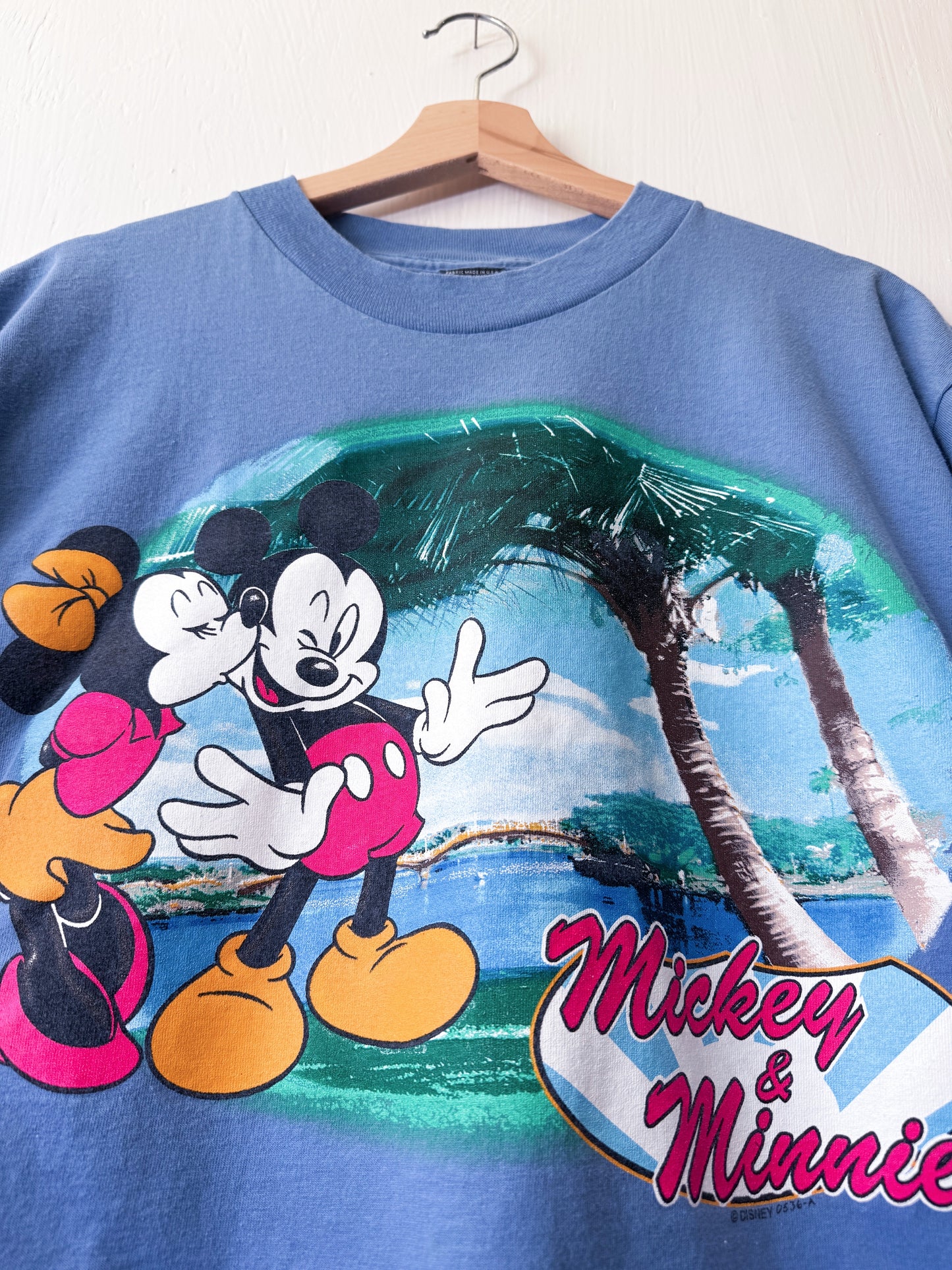 VINTAGE 90’s Tropical Mickey Minnie Boxy Tee - L