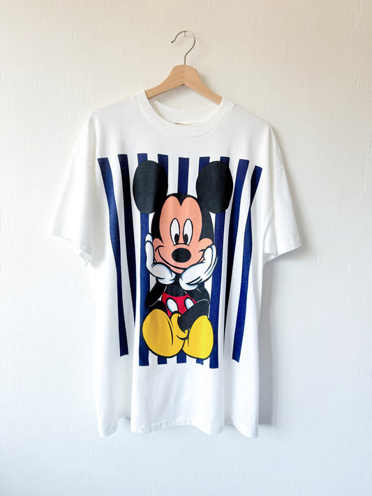 VINTAGE 90’s Classic Mickey Striped Tee - XL