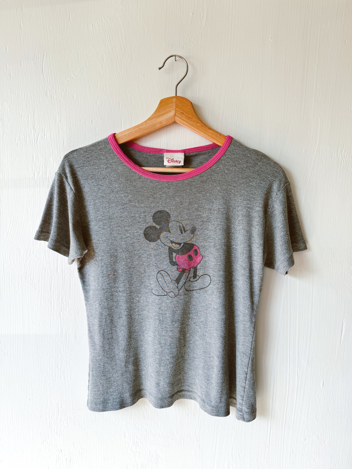 VINTAGE Pink Mickey Disney Store Baby Tee - S