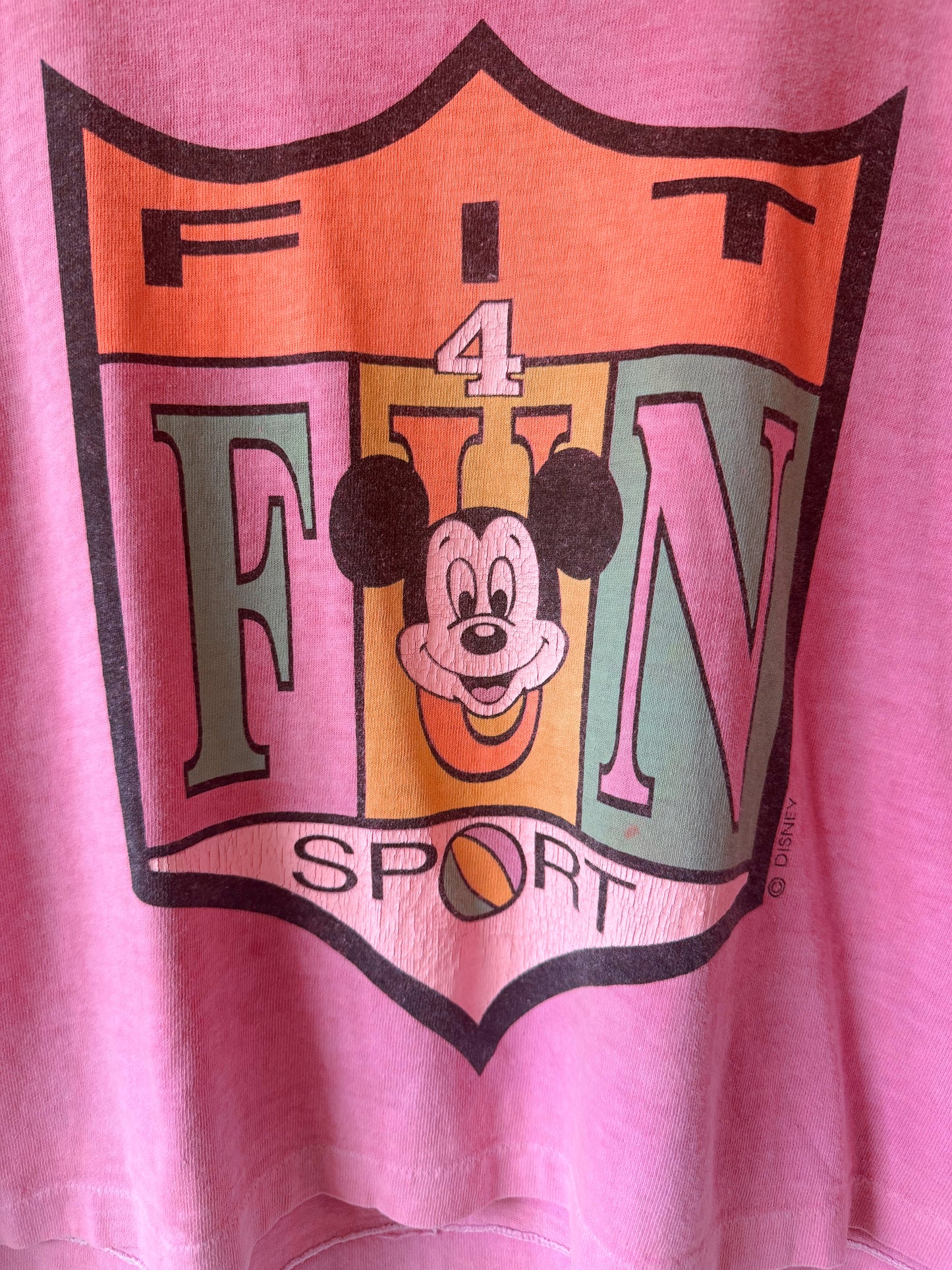 VINTAGE 80's Pink Mickey Sport Tee - OSFM