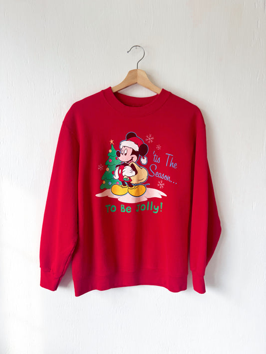 VINTAGE 90’s Tis The Season Mickey Crewneck - L