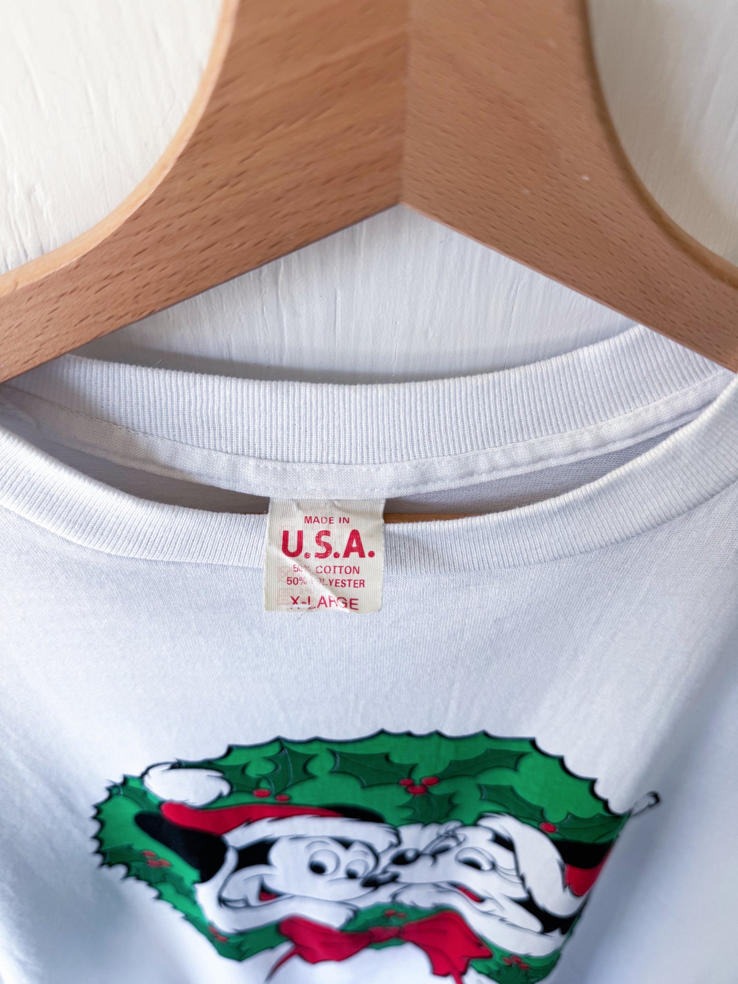 VINTAGE 80's Mickey Minnie Wreath Tee - XL