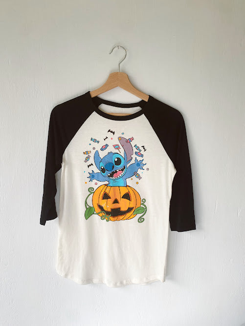 Stitch Pumpkin Raglan Tee - M